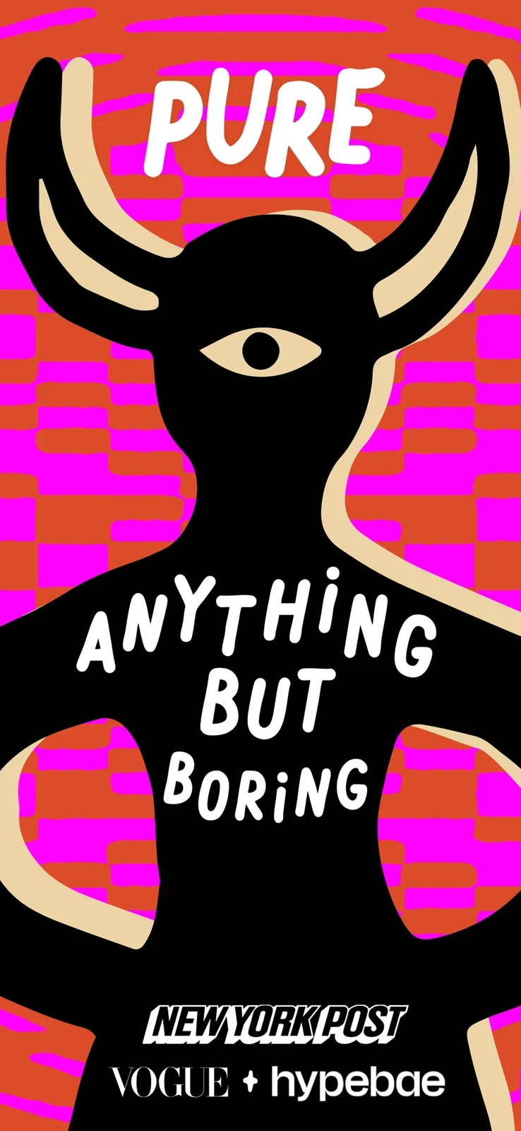 PURE: Open-Minded Dating App, panel 2: A brand illustration presents a playful identity.