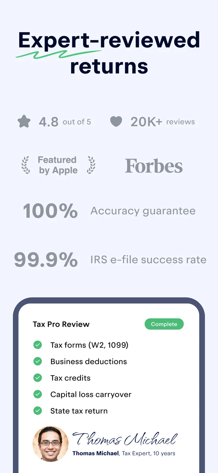 Keeper, panel 3: An expert-review frame combines a checklist with publisher claims and ratings.