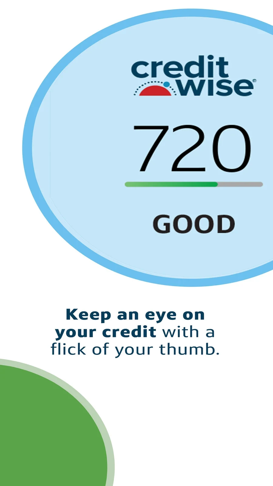 Capital One, panel 4: A large credit-score example becomes the main visual.