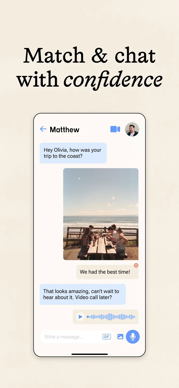 SALT - Christian Dating App, panel 4: A conversation illustrates text and media.
