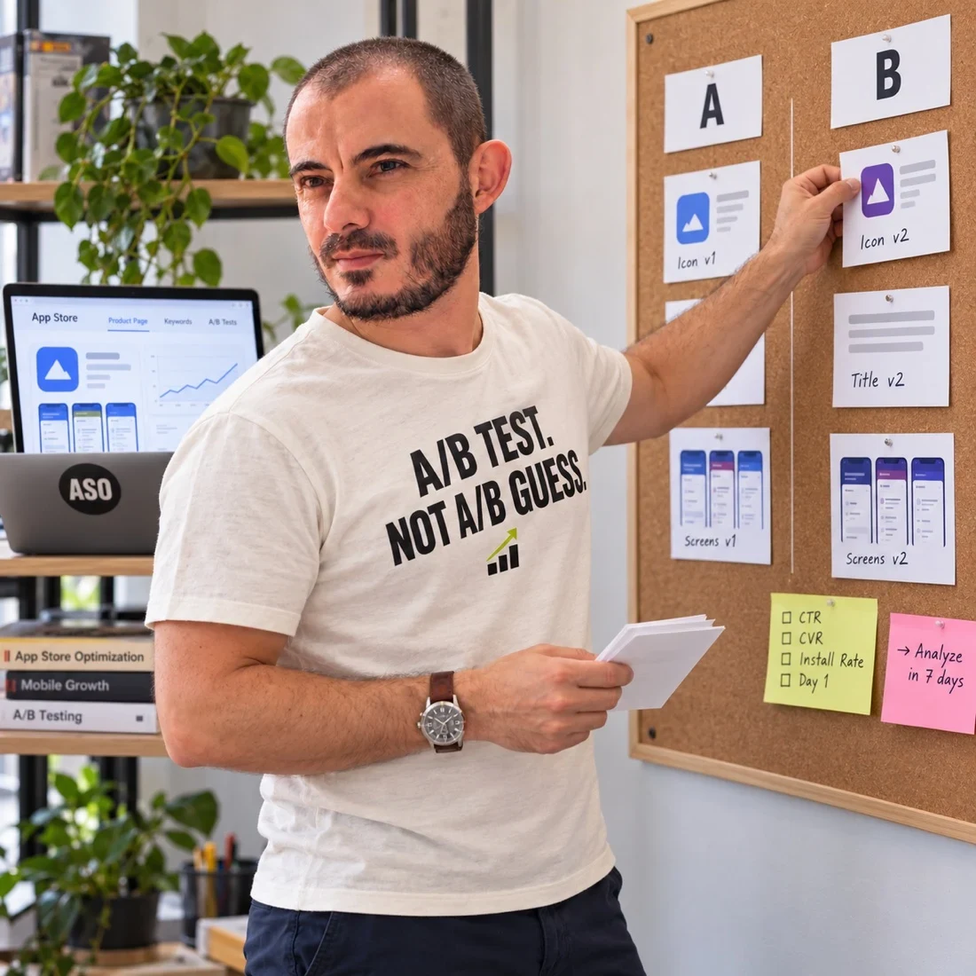 Gabriel drafting an app store experiment plan