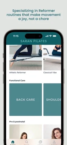Saran Pilates App Store screenshot 4; select to inspect full size