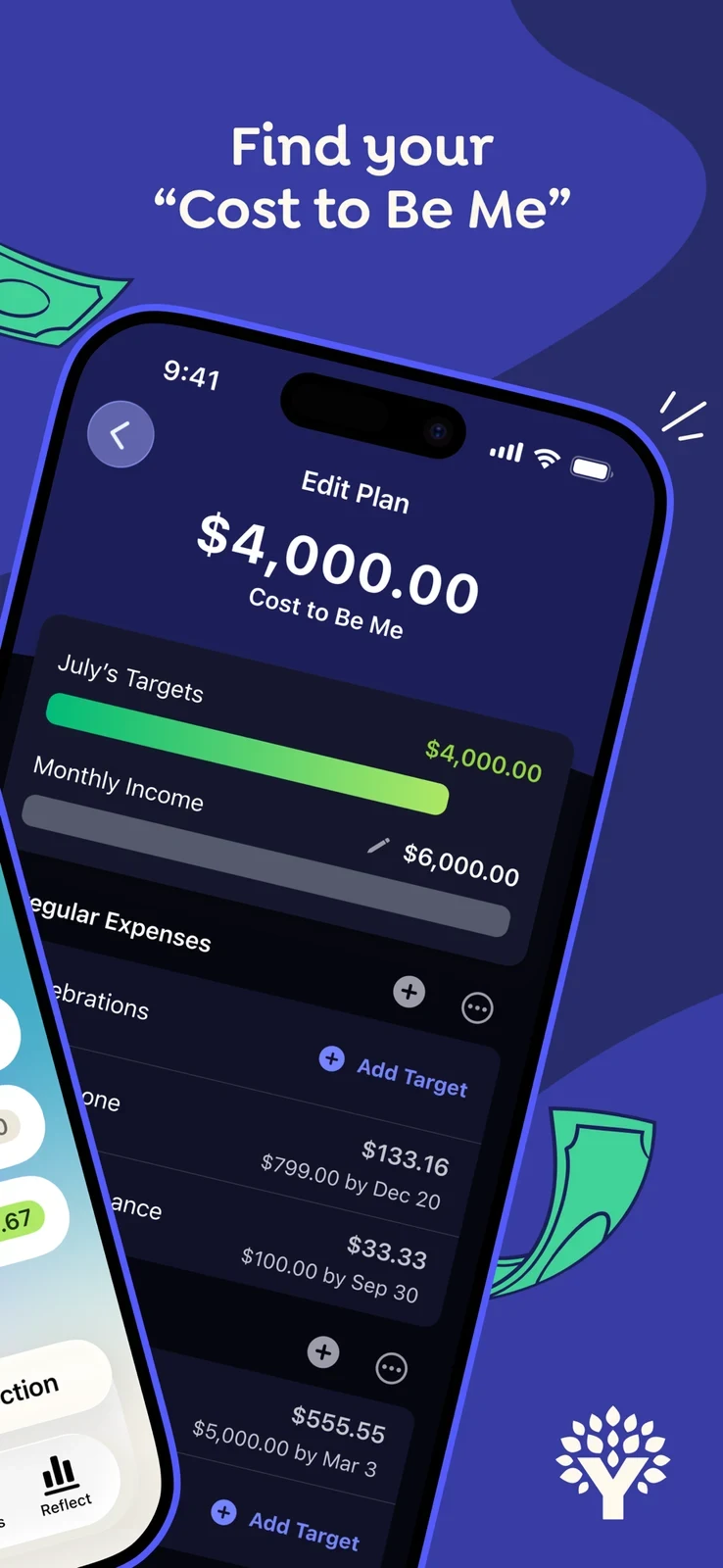 YNAB: angled planning screen comparing targets and income