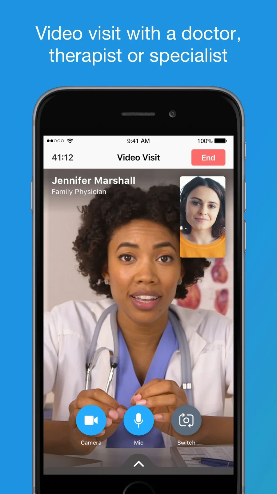 Amwell: clinician video call and call controls