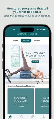 Saran Pilates App Store screenshot 2; select to inspect full size