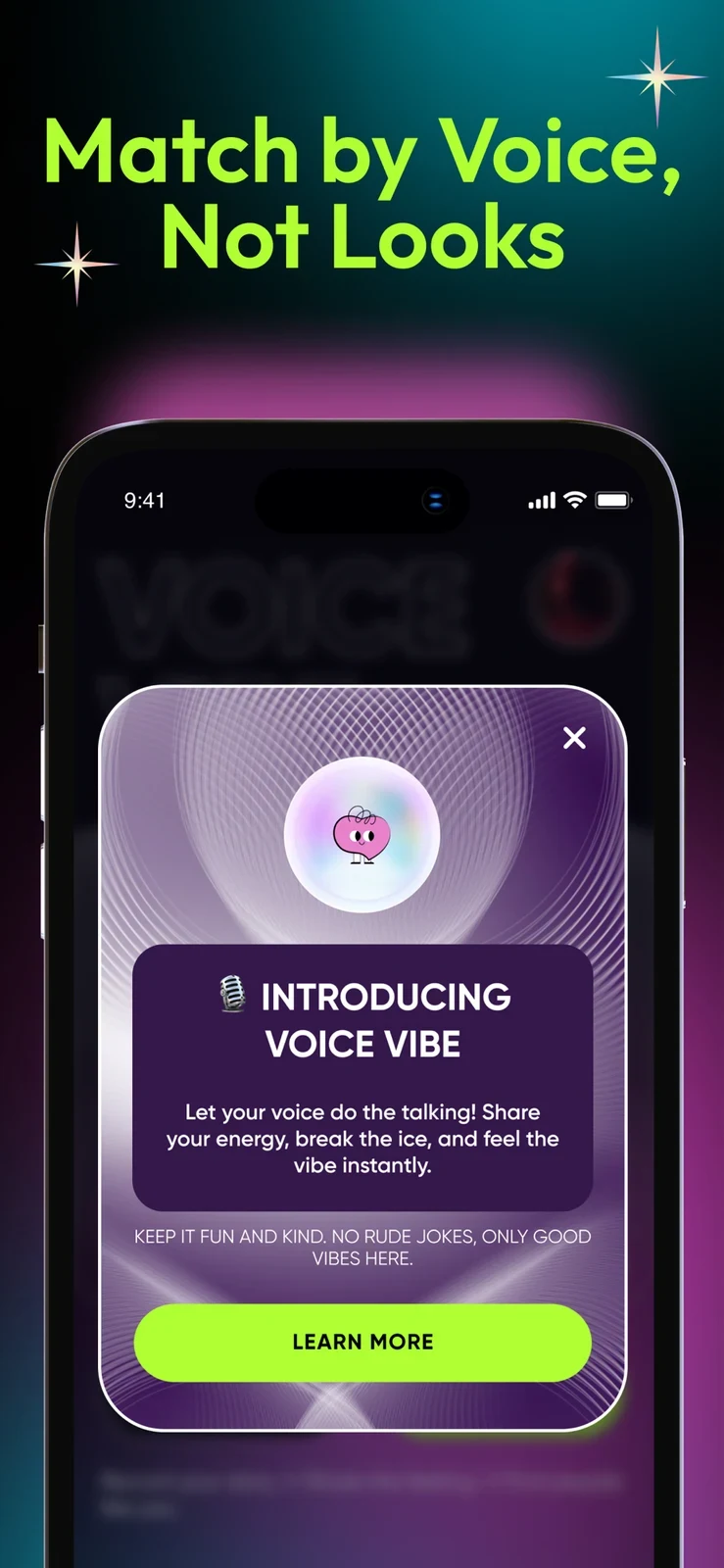 Casual Dating & Flirt - Kasual, panel 4: A voice-introduction screen presents an alternate discovery mode.