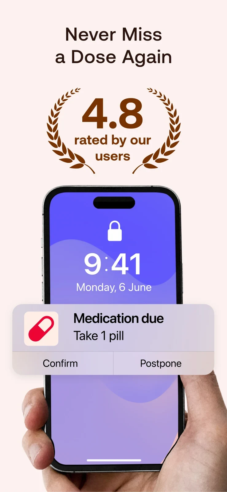 MyTherapy medication app screenshot 1; full-size source artwork