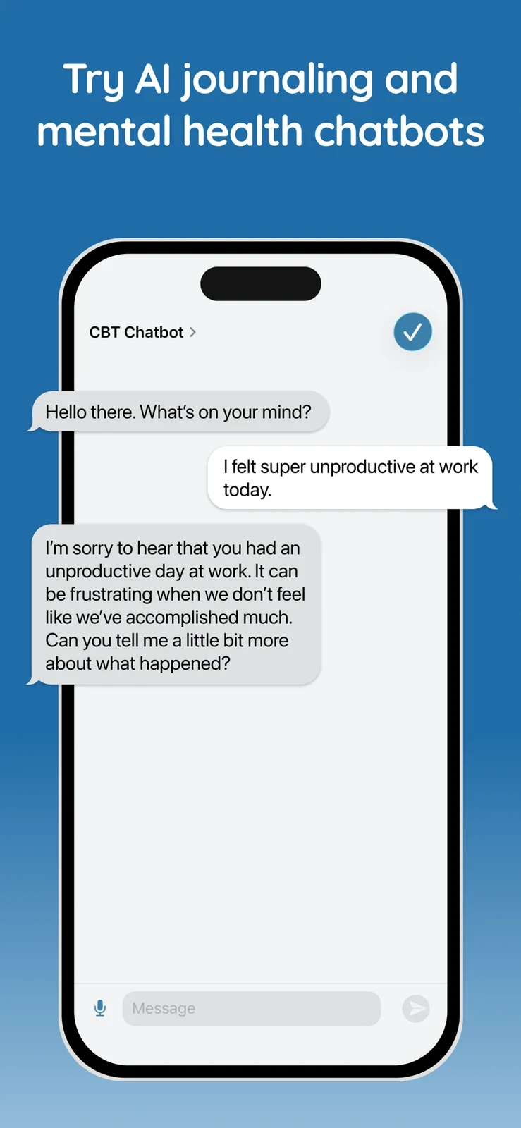 Clarity: explicit AI headline and enlarged chatbot conversation