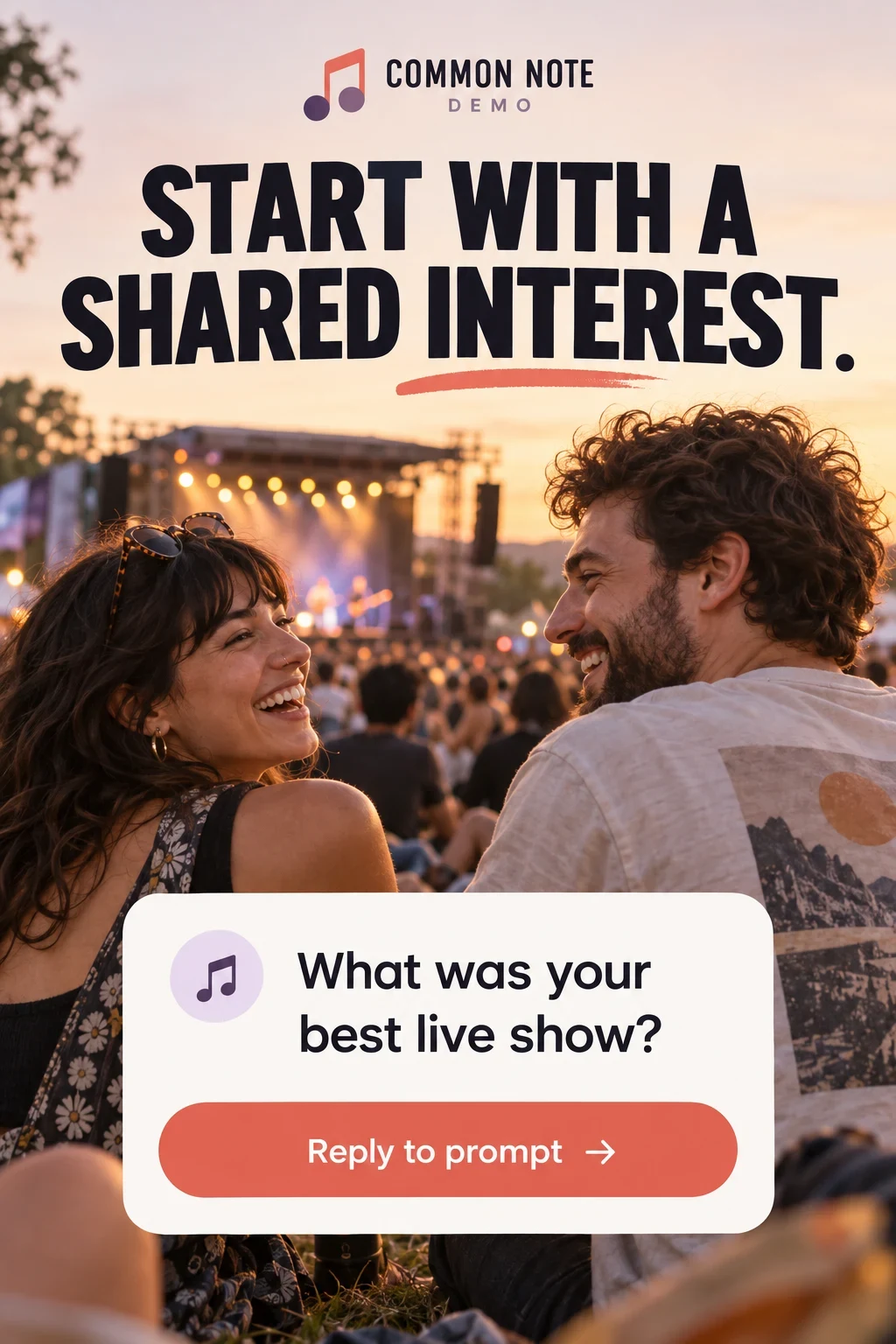 Fictional concert prompt and reply action