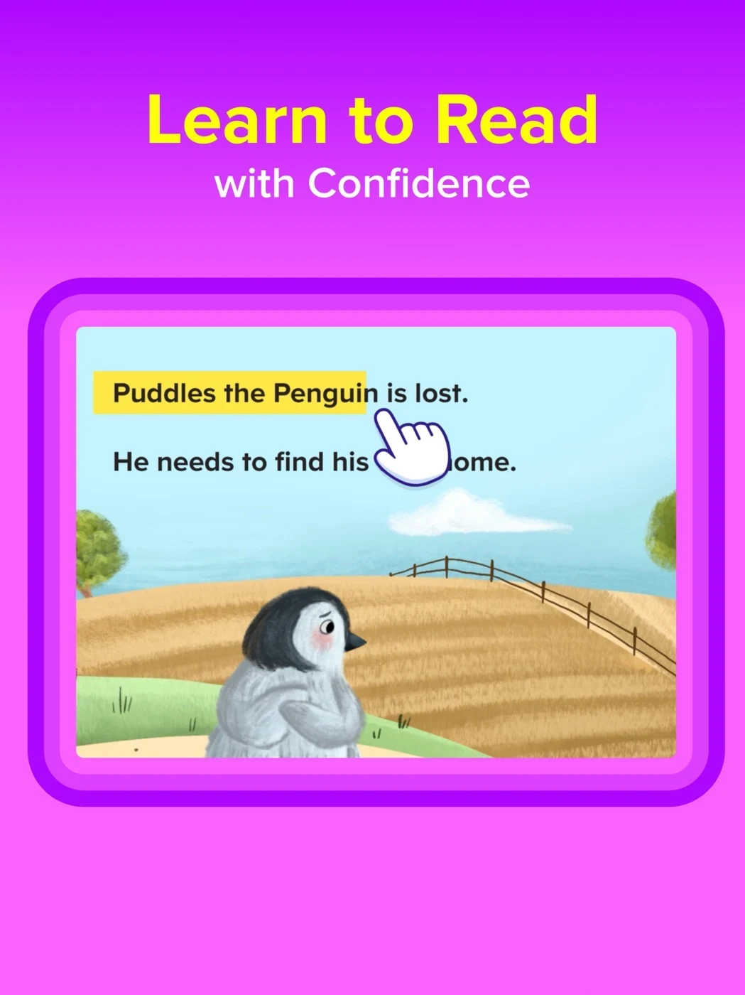 ABCmouse: Kids Learning Games, panel 3: A read-along story shows highlighted text.