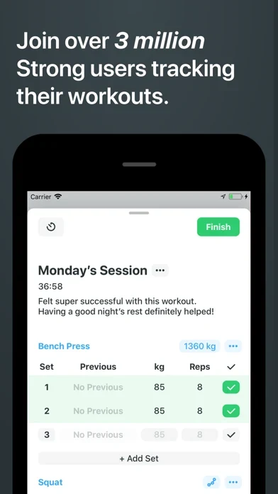 Strong App Store screenshot 1; select to inspect full size