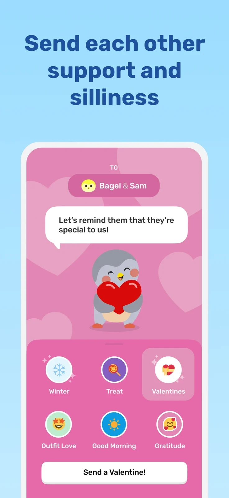 Finch: friend-appreciation card and sending choices