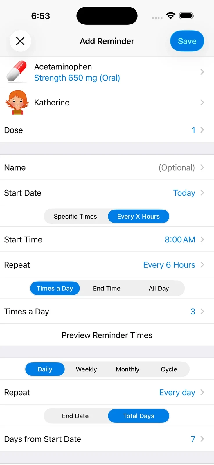 Pill Reminder — All in One medication app screenshot 2; full-size source artwork
