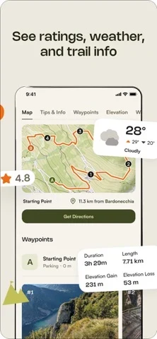 komoot App Store screenshot 4; select to inspect full size