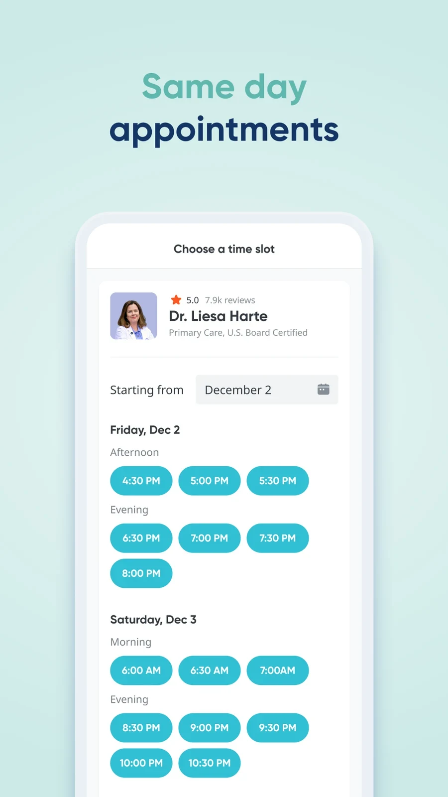 HealthTap: readable clinician appointment slots