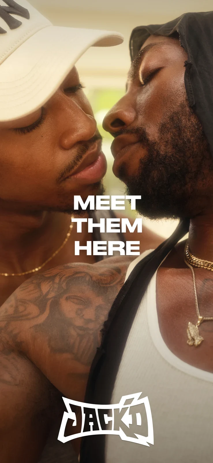 Jack’d - Gay chat & dating, panel 1: Lifestyle imagery establishes an intimate tone.