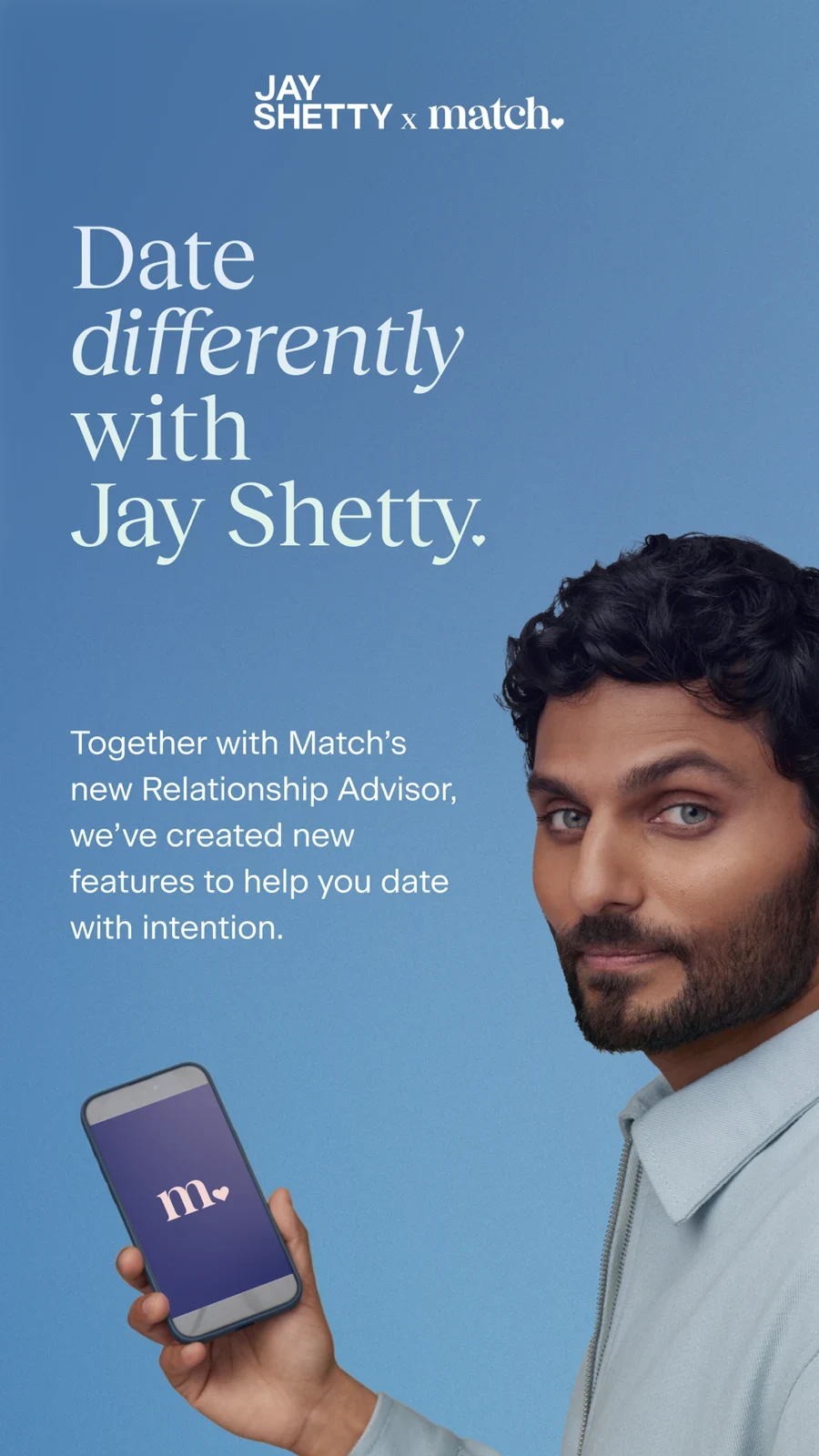 Match Dating App: Chat & Meet, panel 2: An advisor-led frame describes a partnership without showing a specific interaction.