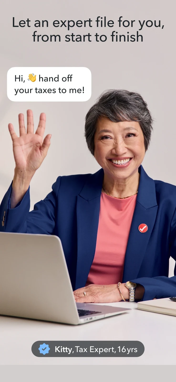 TurboTax: expert portrait and tax-handoff message
