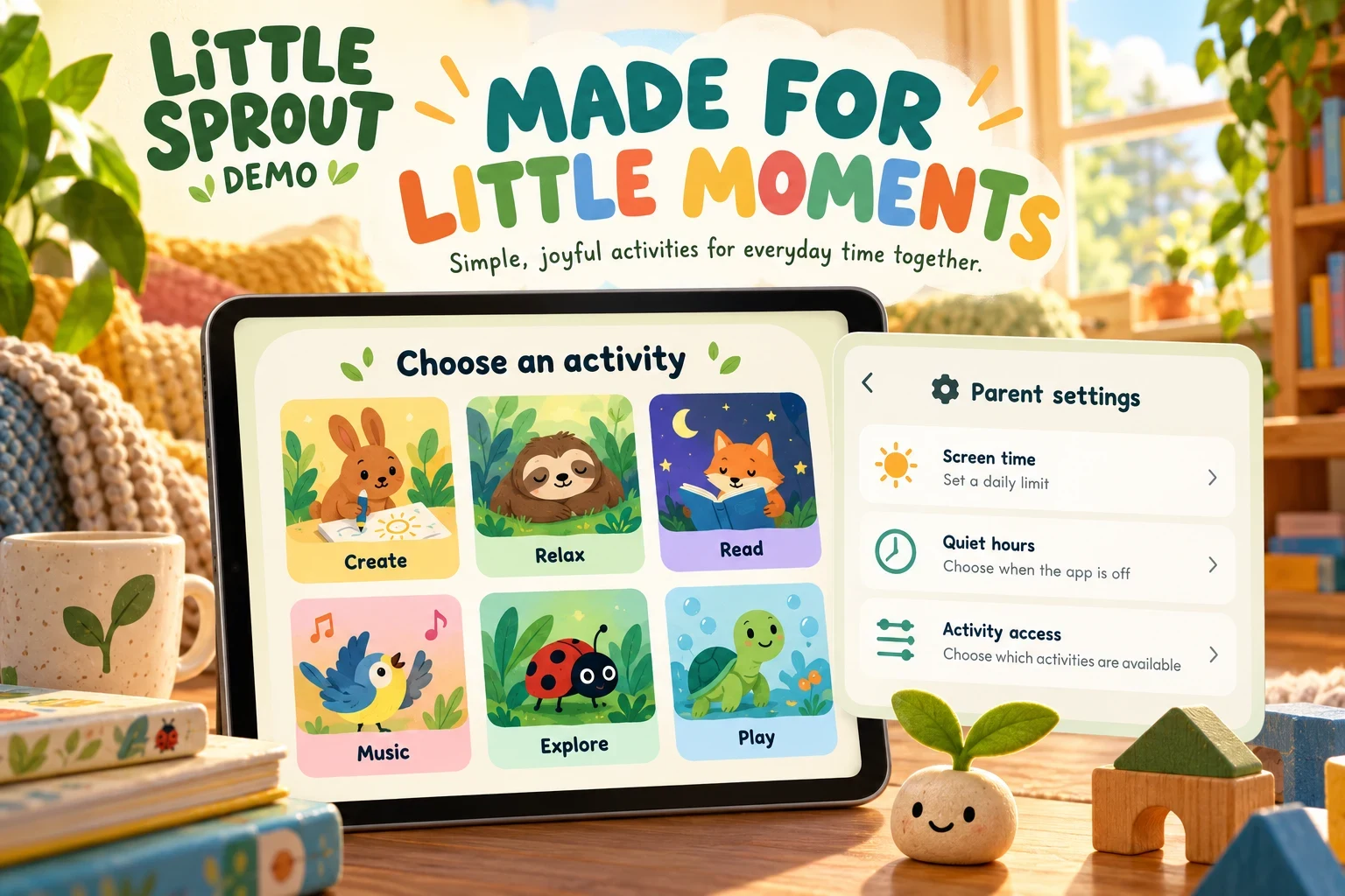 Fictional activity picker and parent settings