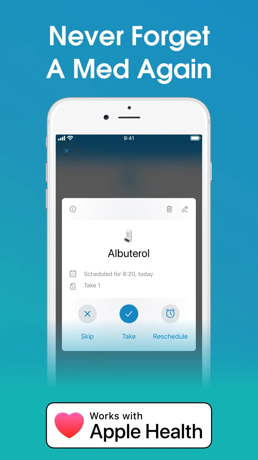 Medisafe medication app screenshot 1; full-size source artwork