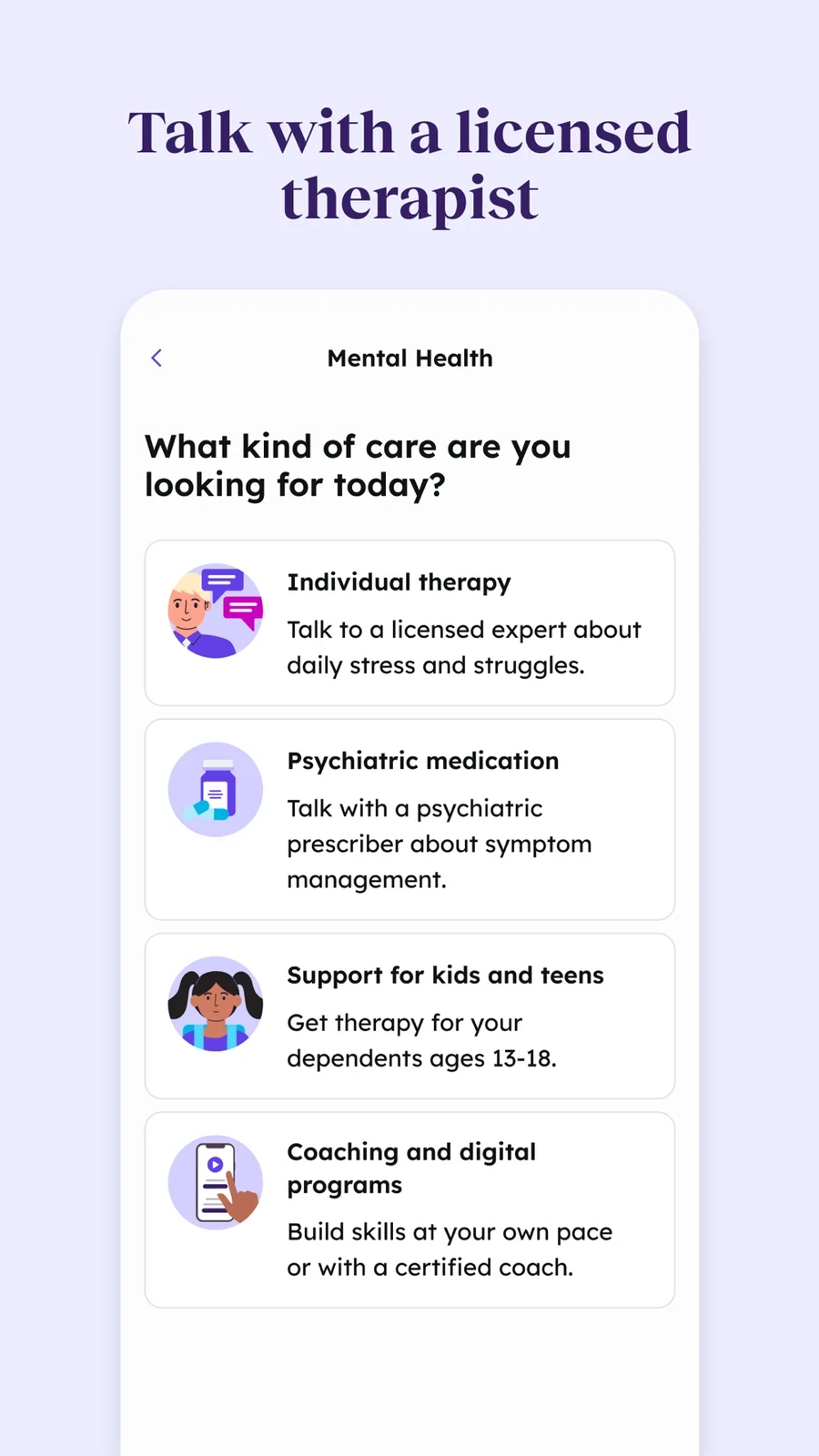 Teladoc: mental-health service options