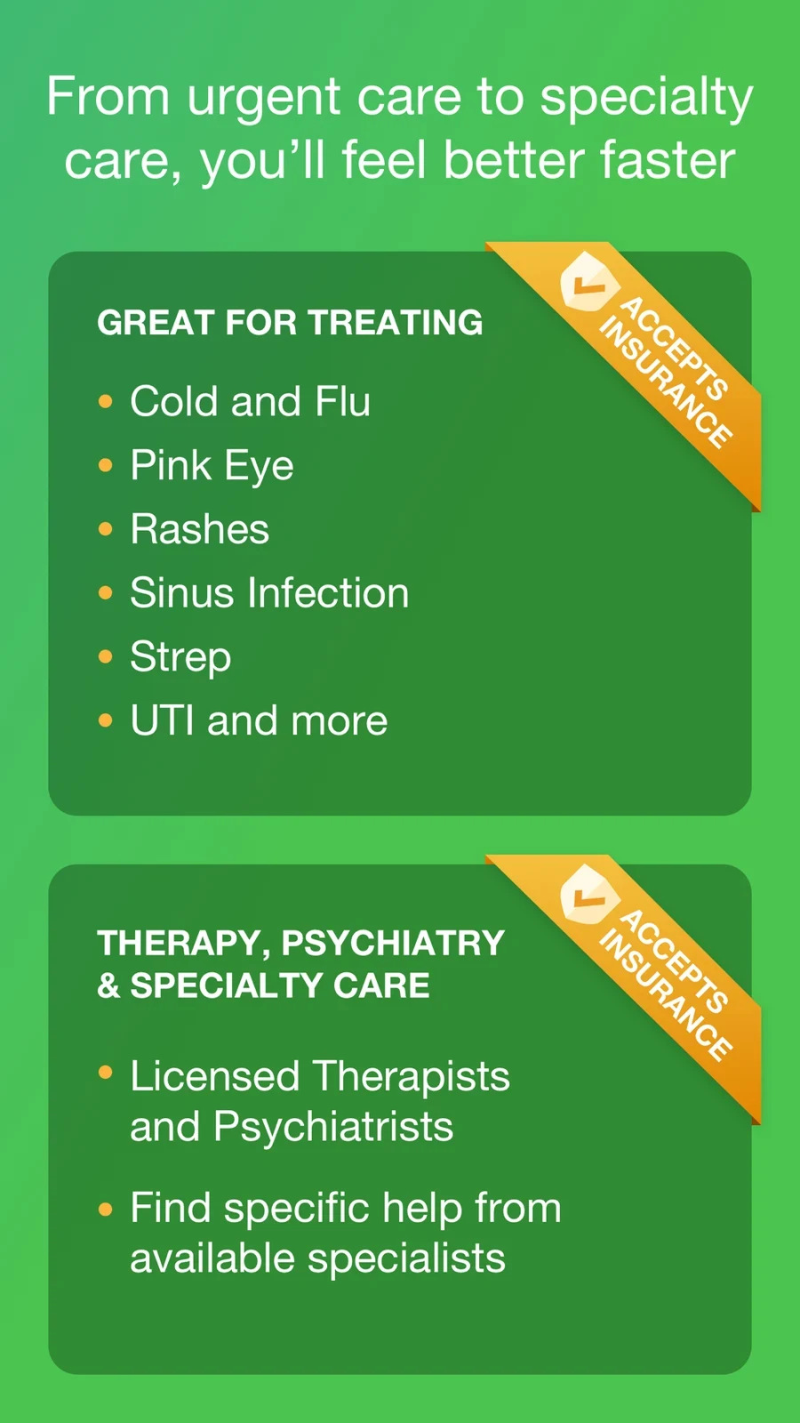 Amwell: condition and specialty lists