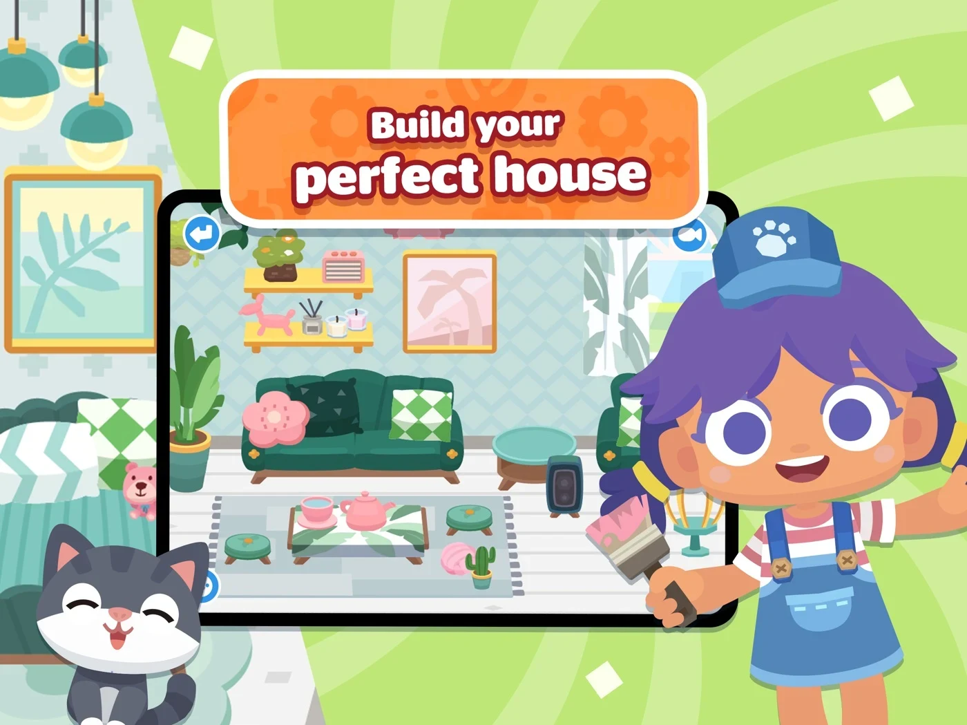 Dr. Panda Town Tales: New Life, panel 3: A furnished room introduces house design.