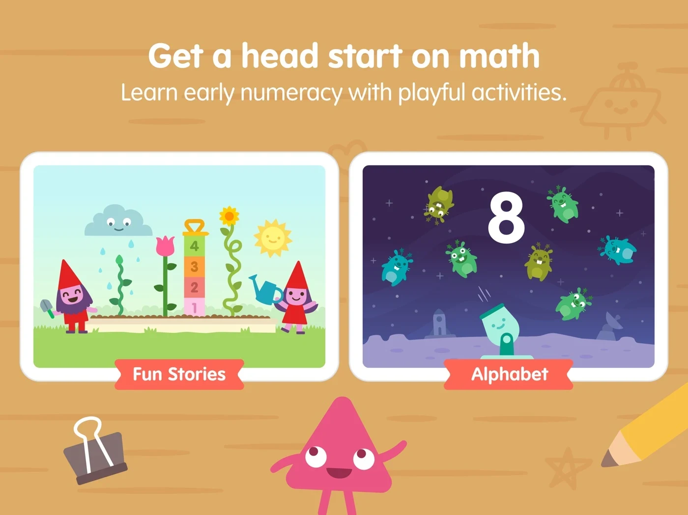Sago Mini School Toddler Games, panel 4: Two counting scenes appear beside a math headline.