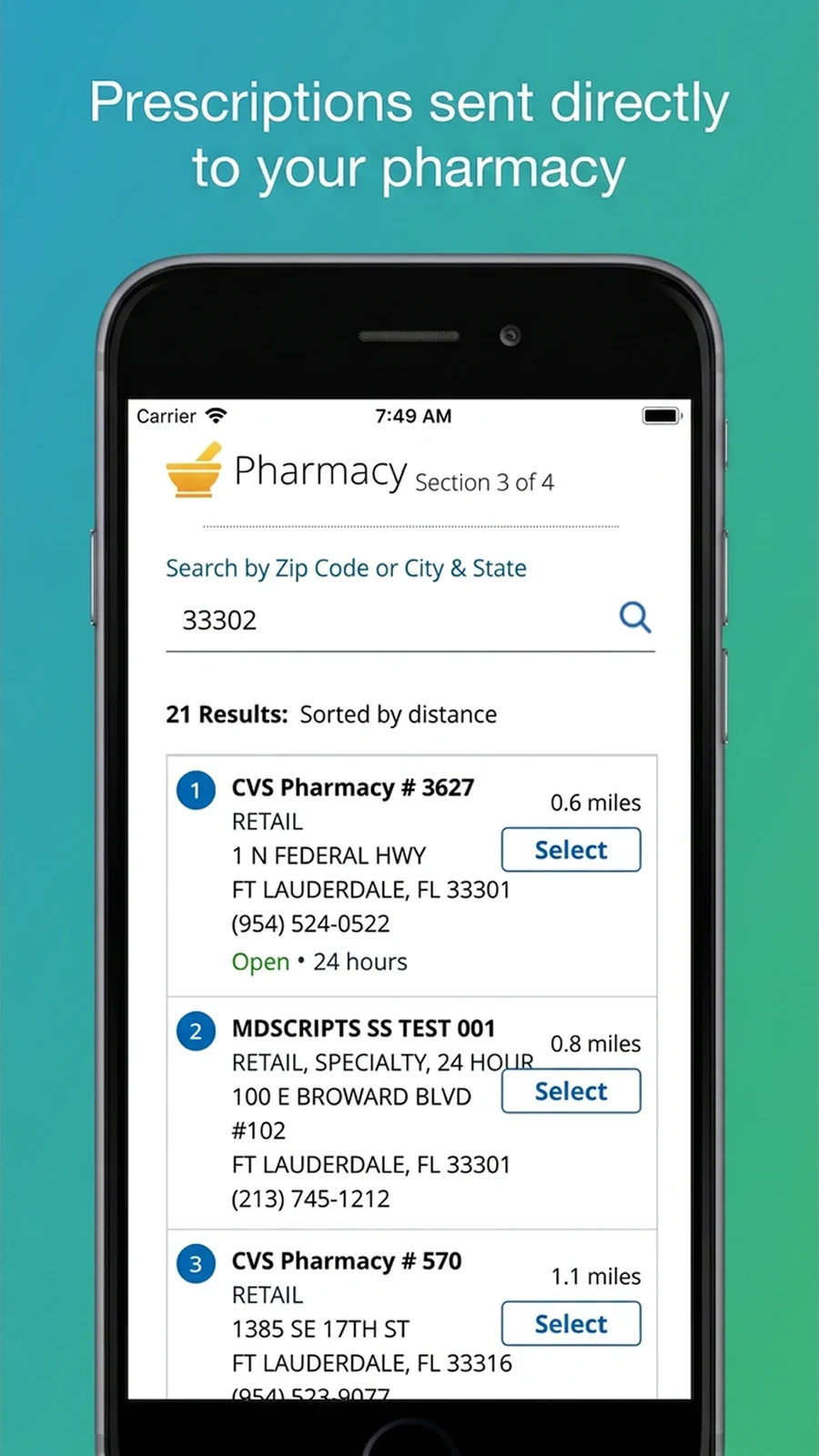 Amwell: pharmacy search and selection