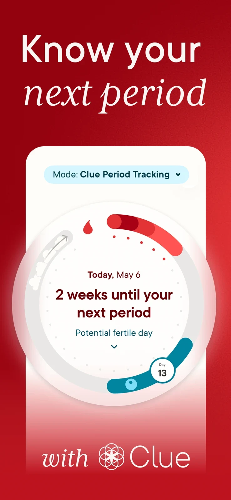 Clue: period-tracking mode and enlarged cycle wheel