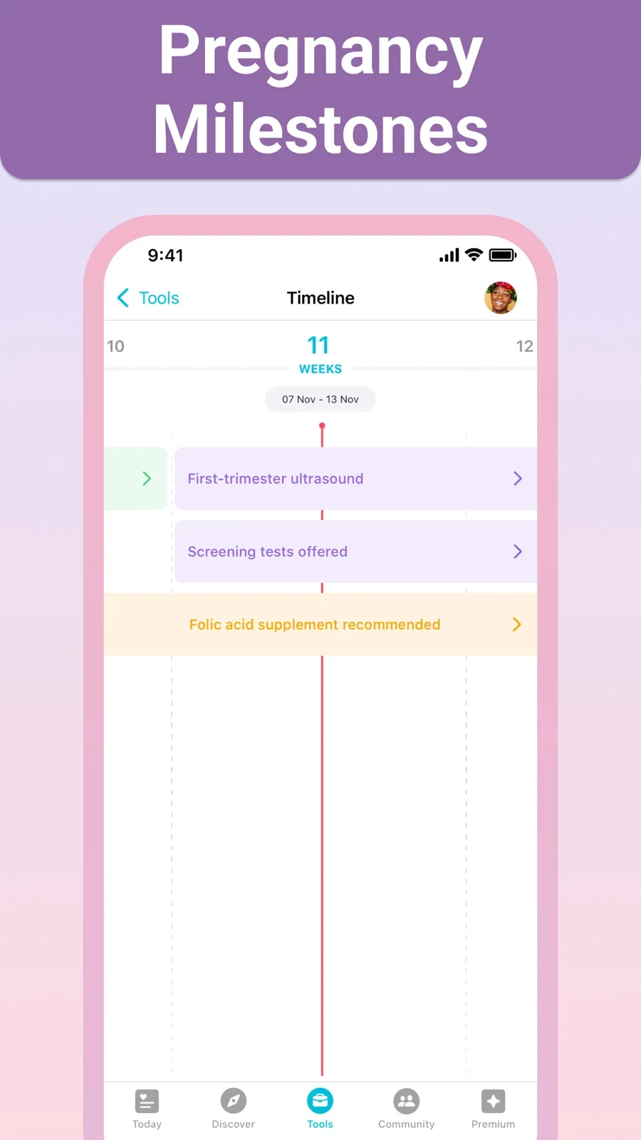Pregnancy+: pregnancy milestone timeline