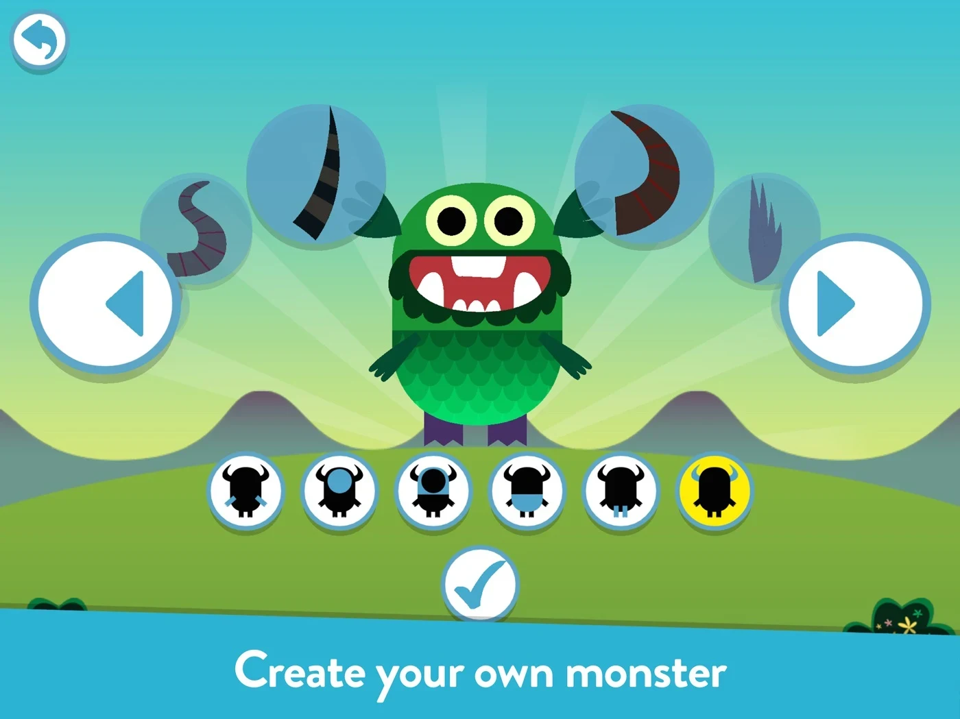 Teach Your Monster to Read, panel 1: A monster customization screen presents options.