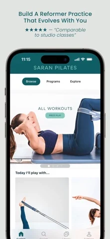 Saran Pilates App Store screenshot 1; select to inspect full size