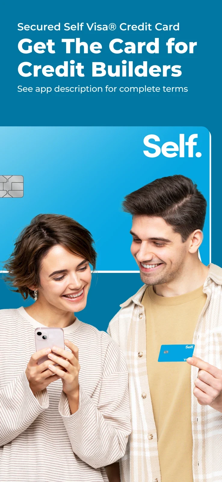 Self, panel 4: A secured-card image uses lifestyle photography and directs readers to terms.