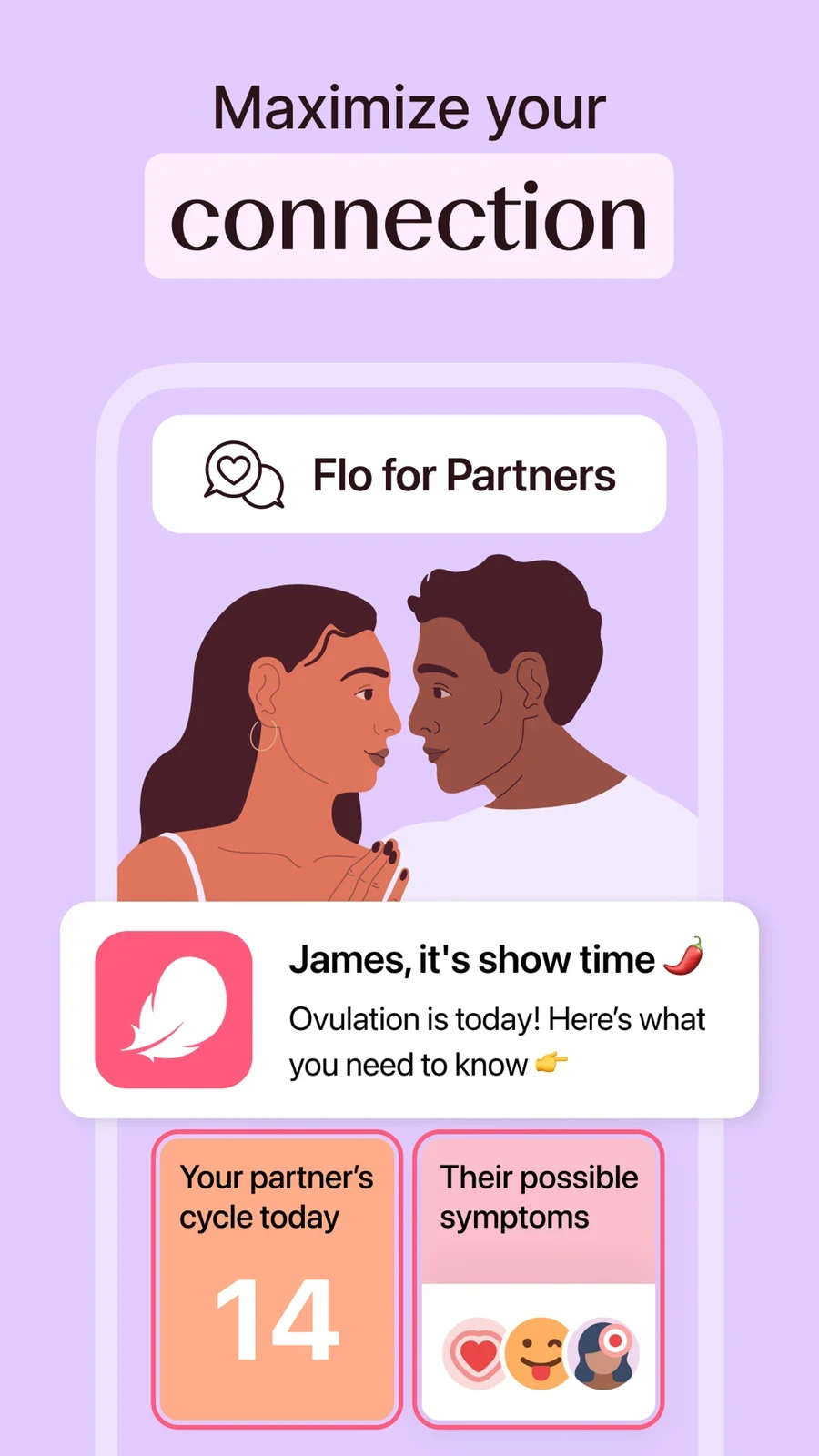 Flo: partner cycle notification and shared cycle view