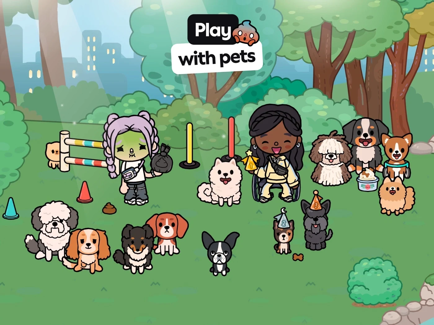 Toca Boca World: Game & Play, panel 3: A pet scene illustrates role-play variety.