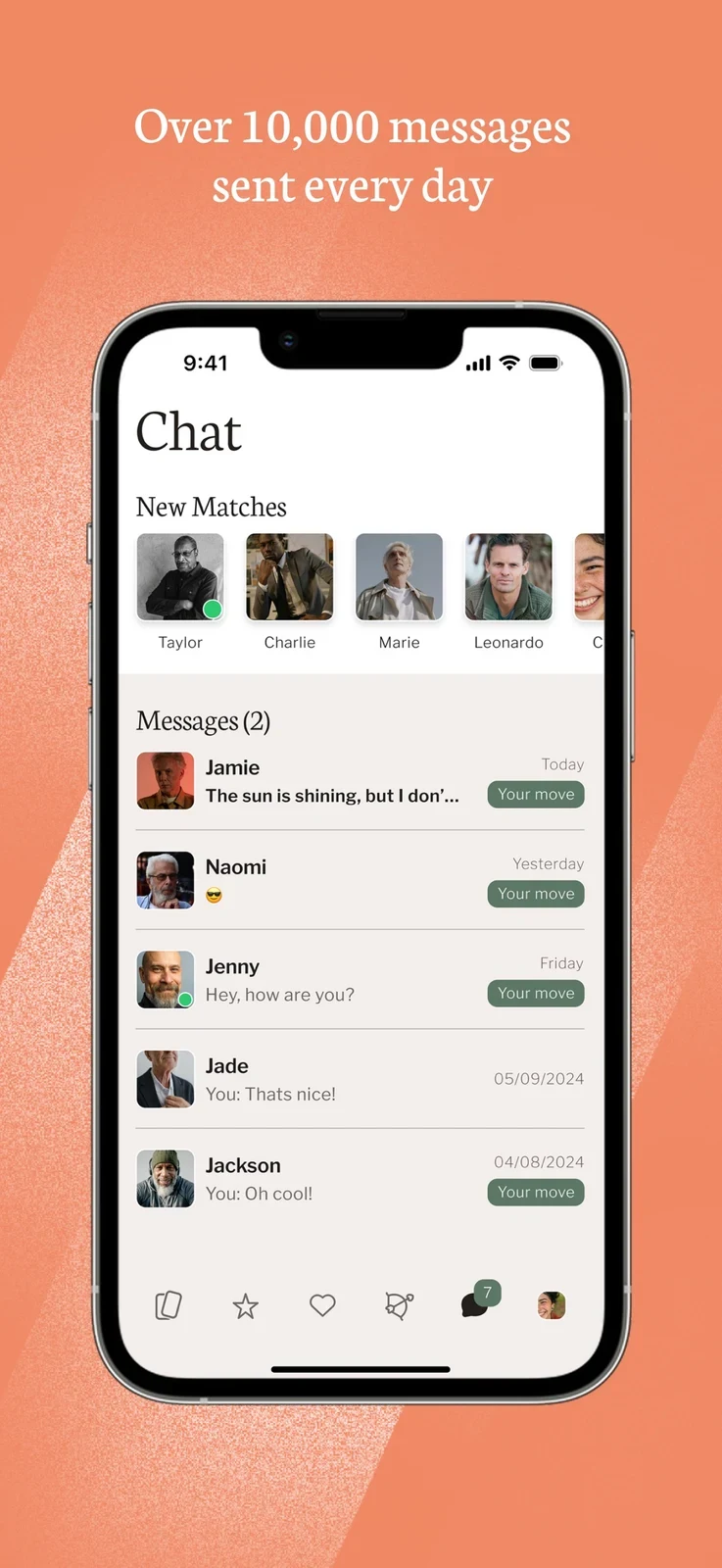 Christian Mingle - Dating App, panel 4: A chat list with an unverified message count.