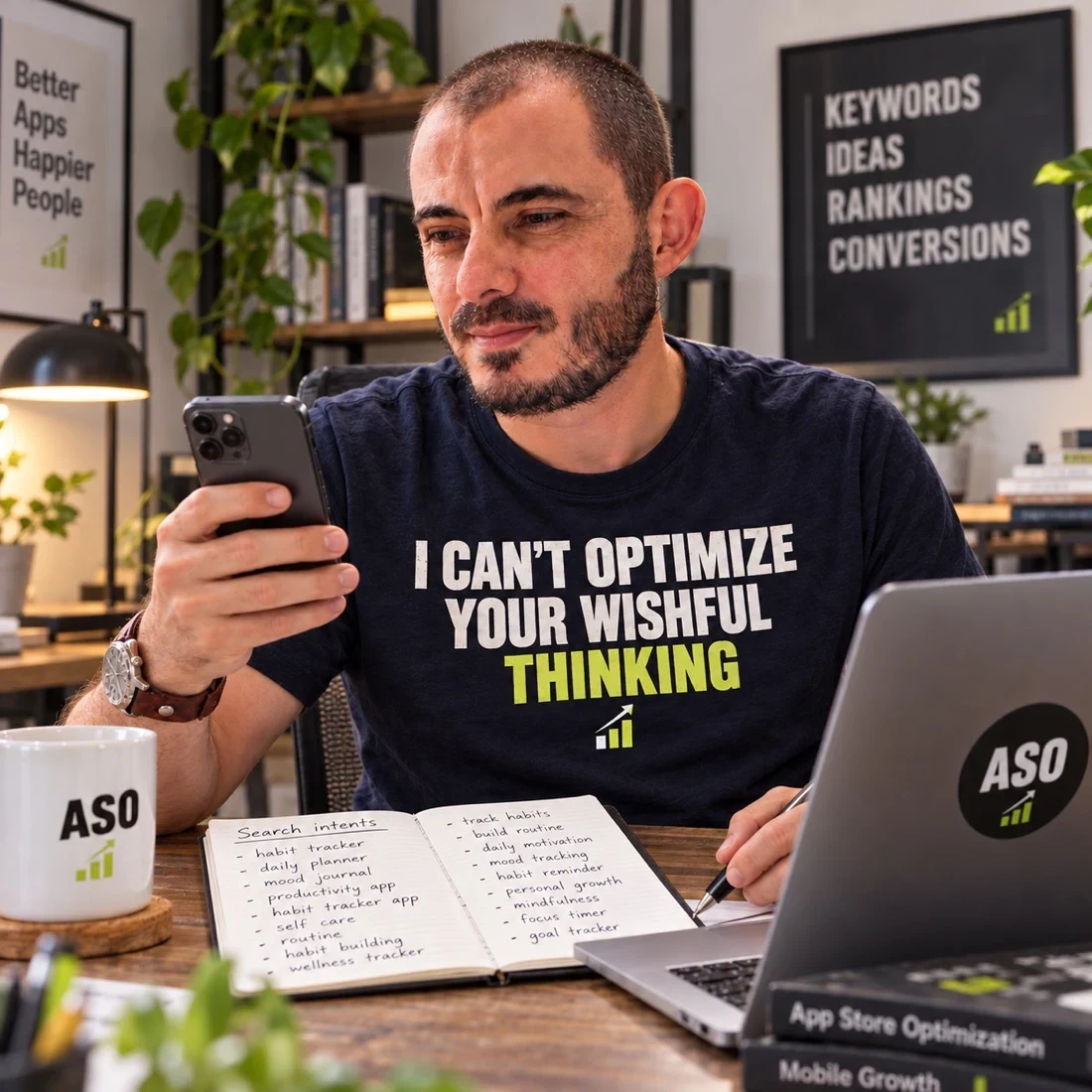 Gabriel examining the audience intent behind an app listing