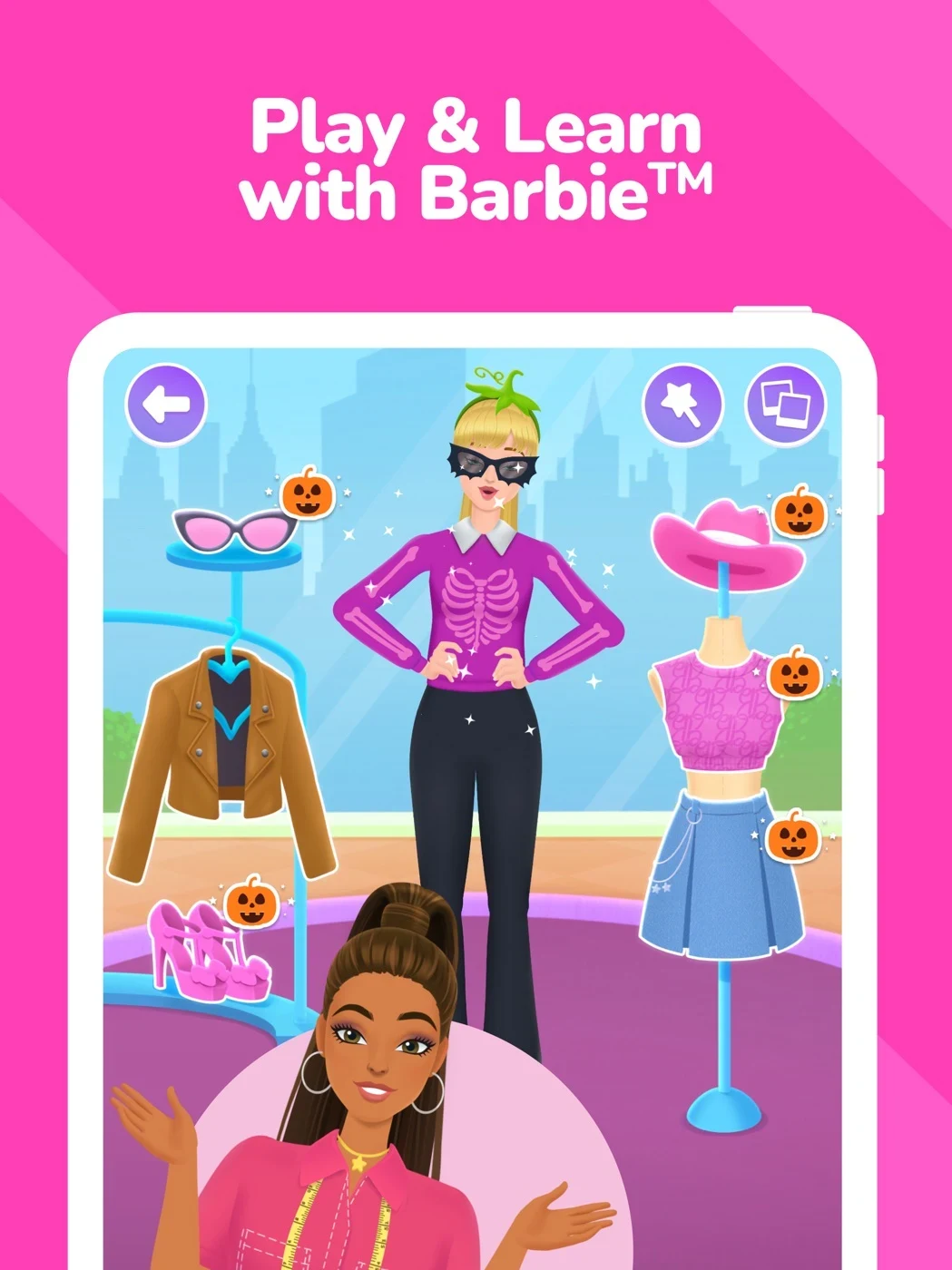 Kiddopia: Kids Learning Games, panel 3: A dress-up scene illustrates an activity.