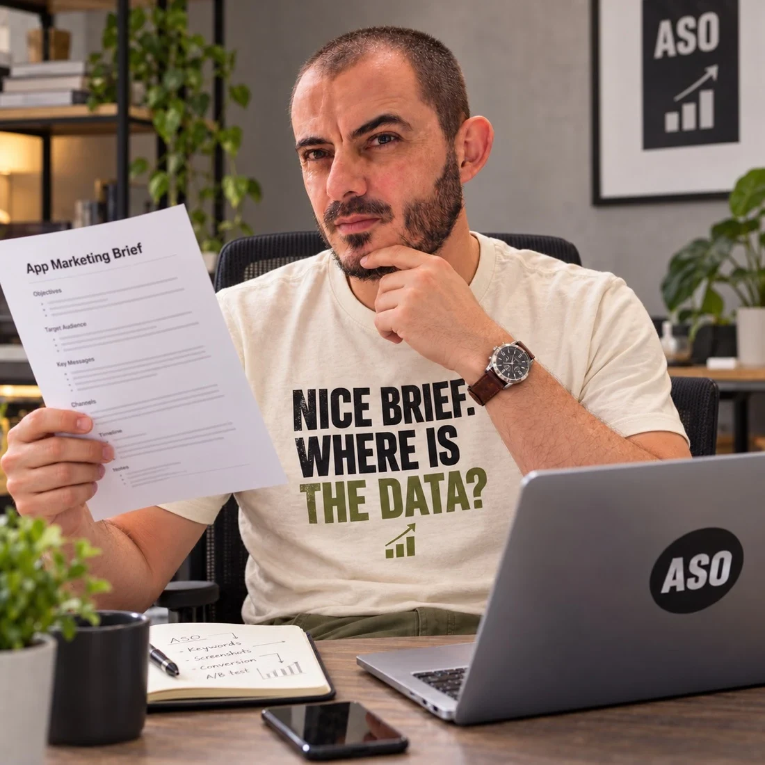 Gabriel Machuret reviewing app research and localization decisions at work