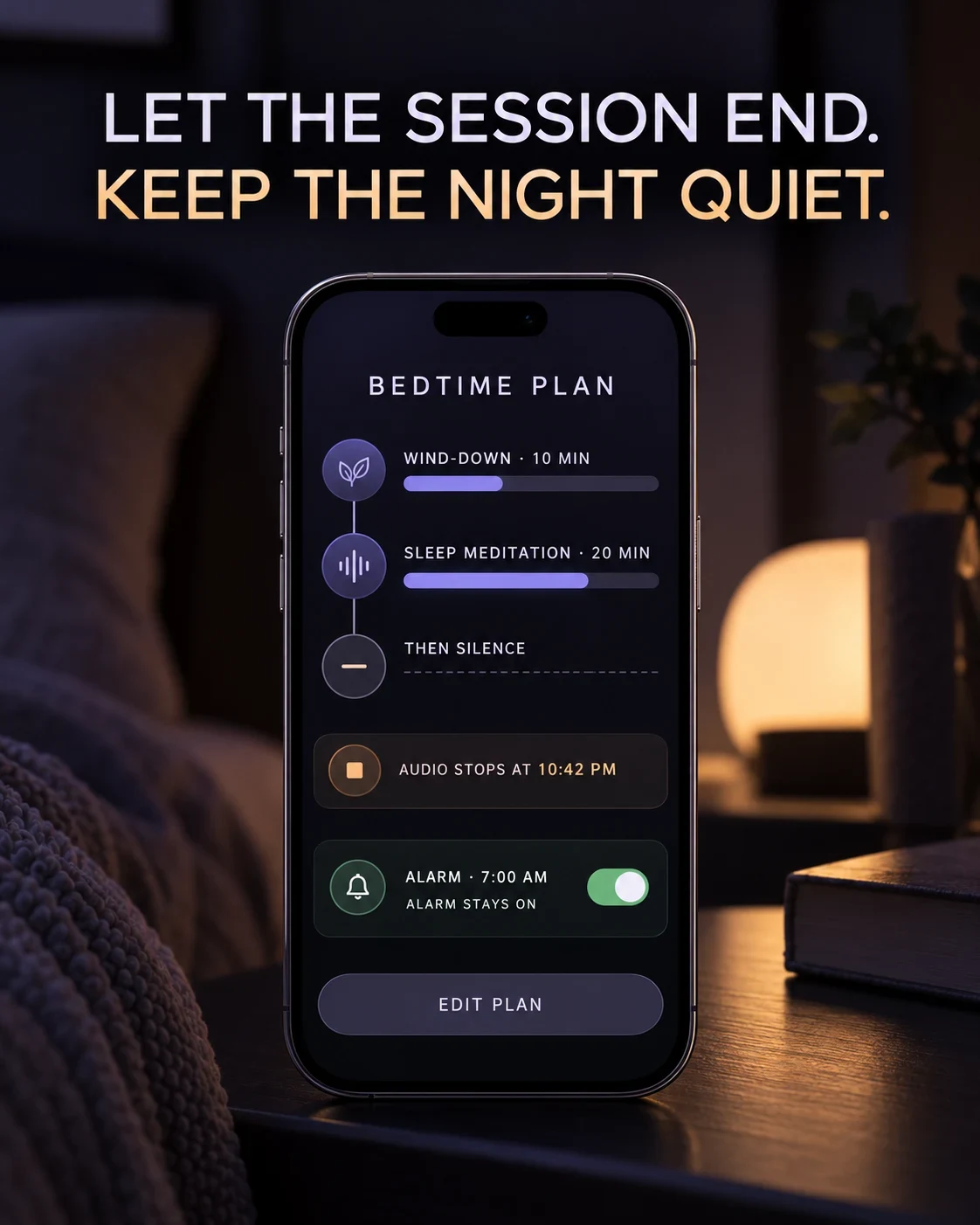 Fictional Night Cue bedtime-plan concept
