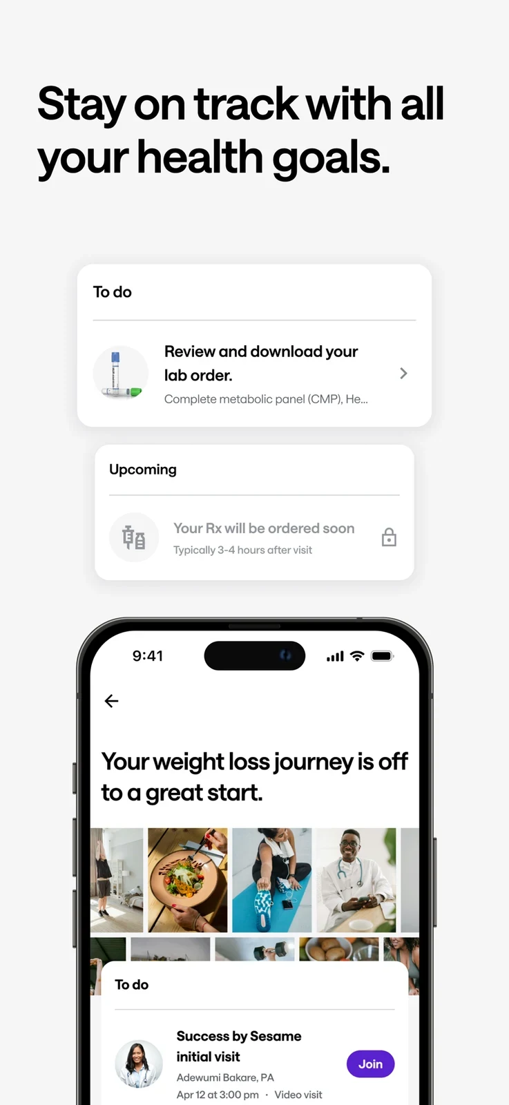 Sesame: lab prescription and specialty-visit task cards