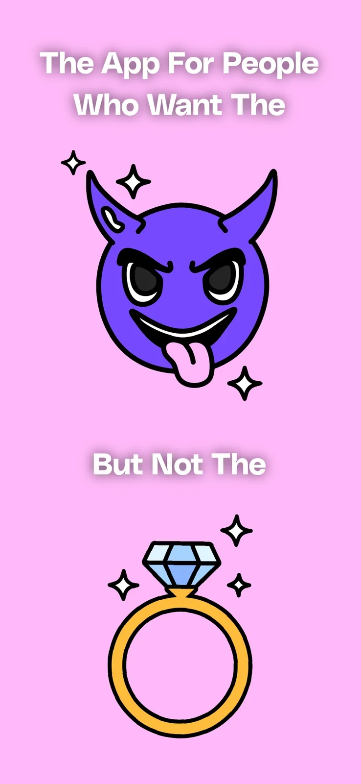 HUD™: Casual Dating App, panel 1: Illustrations communicate a casual intention without showing the interface.