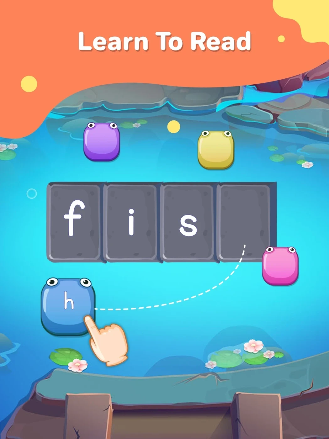 SplashLearn: Learning Games, panel 4: A spelling activity illustrates a different subject.