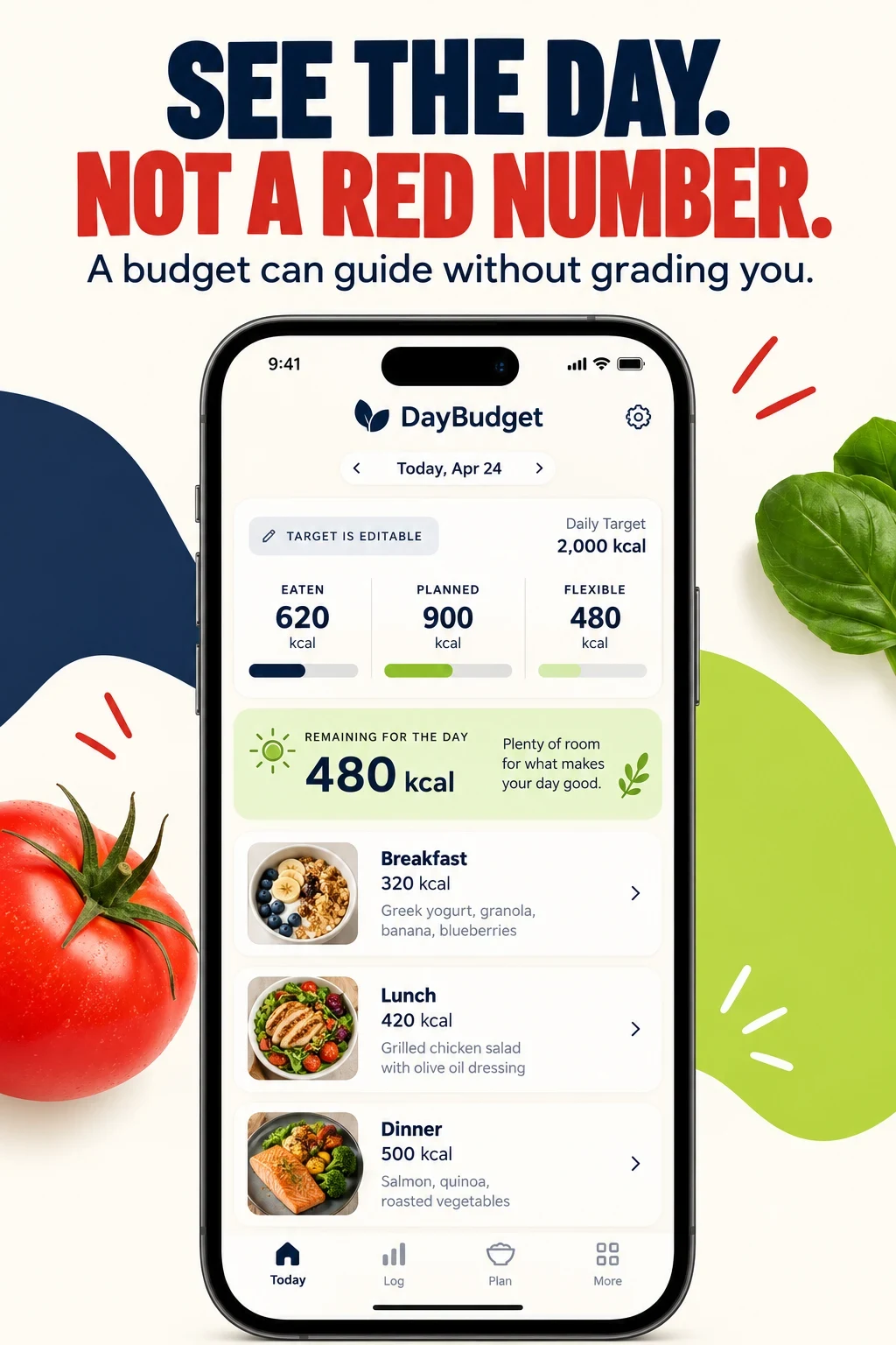 Fictional DayBudget daily calorie context concept