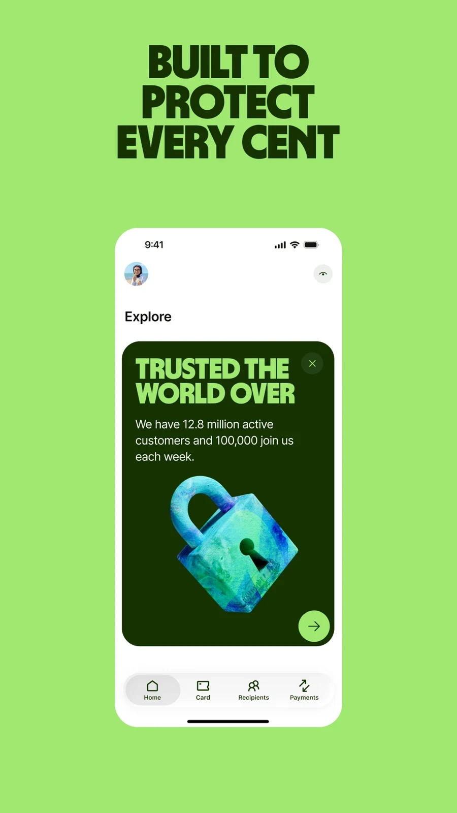 Wise: trust message with lock illustration