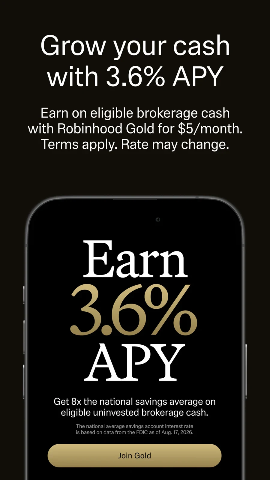 Robinhood: cash-program rate with subscription and eligibility wording